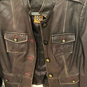 Vintage Tory Burch Sgt Pepper Brown Leather Jacket